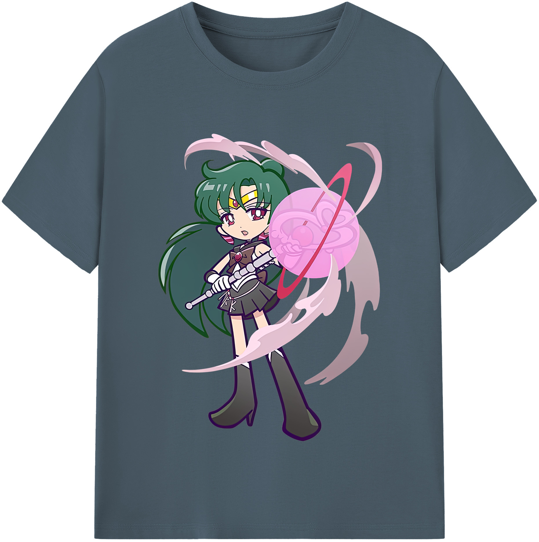（画像用） 美少女戦士セーラームーン 冥王せつな Sailor Moon Meiou Setsuna 綿100％半袖Tシャツ（フロントプリント）